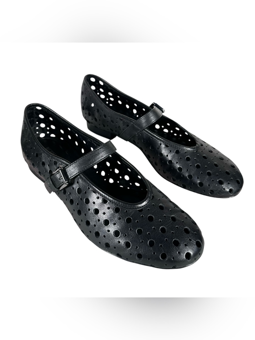 BERNARDO Borden Mary Jane Perforated Leather Buckled Flats - Picture 3 of 10